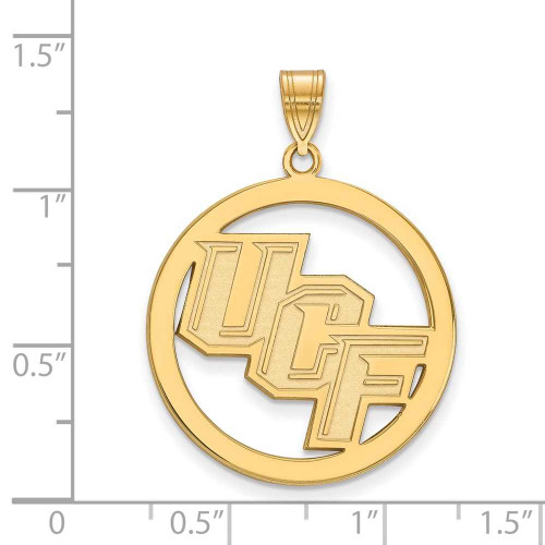 Image of Sterling Silver Gold-plated LogoArt University of Central Florida U-C-F Extra Large Circle Pendant