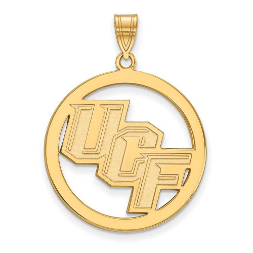 Image of Sterling Silver Gold-plated LogoArt University of Central Florida U-C-F Extra Large Circle Pendant