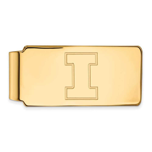 Image of 14k Yellow Gold LogoArt University of Illinois Letter I Money Clip