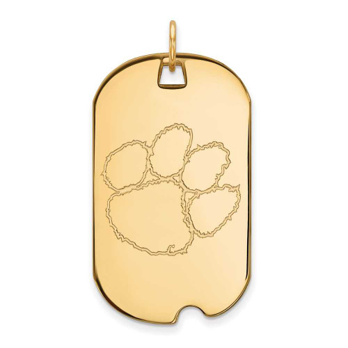Image of 14k Yellow Gold LogoArt Clemson University Tiger Paw Large Dog Tag Pendant