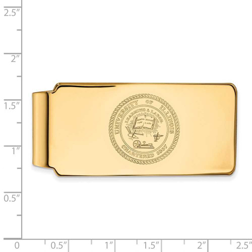 Image of 10k Yellow Gold LogoArt University of Illinois Crest Money Clip