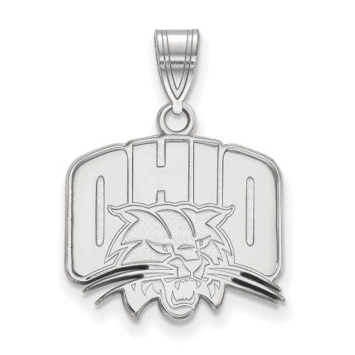 Sterling Silver Rhodium-plated LogoArt Ohio University Medium Pendant