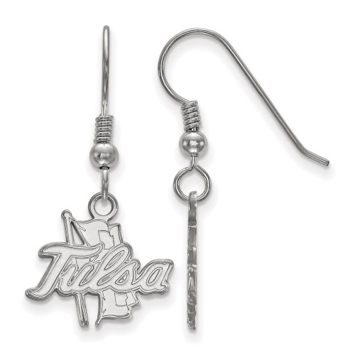 Sterling Silver Rhodium-plated LogoArt University of Tulsa Small Dangle Wire Earrings