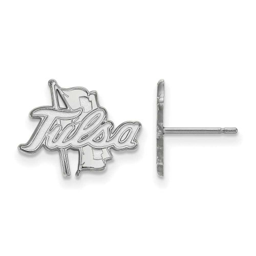 Image of Sterling Silver Rhodium-plated LogoArt University of Tulsa Small Post Earrings
