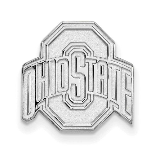Image of Sterling Silver LogoArt Ohio State University Black Leather Oval Key Chain