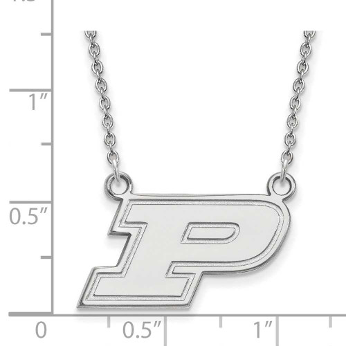 Image of 14k White Gold LogoArt Purdue University Letter P Small Pendant 18 inch Necklace