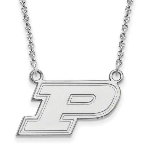 Image of 14k White Gold LogoArt Purdue University Letter P Small Pendant 18 inch Necklace