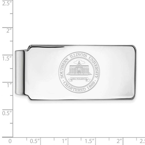 Image of 10k White Gold LogoArt Southern Illinois University Crest Money Clip