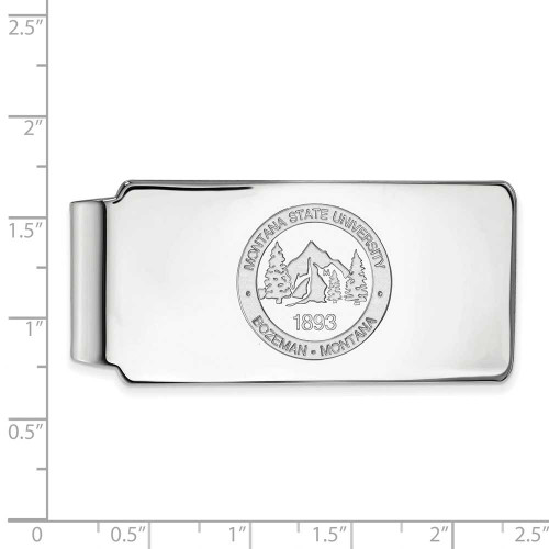 Image of 10k White Gold LogoArt Montana State University Crest Money Clip