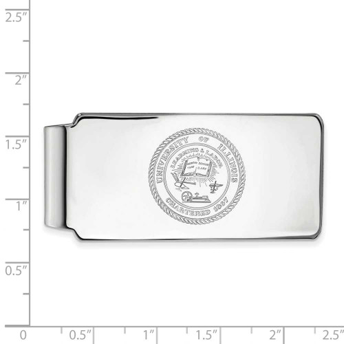 Image of 10k White Gold LogoArt University of Illinois Crest Money Clip