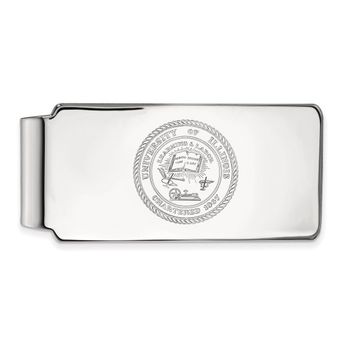10k White Gold LogoArt University of Illinois Crest Money Clip