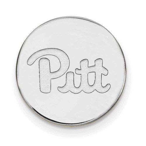 Image of Sterling Silver LogoArt University of Pittsburgh Black Leather Oval Key Chain
