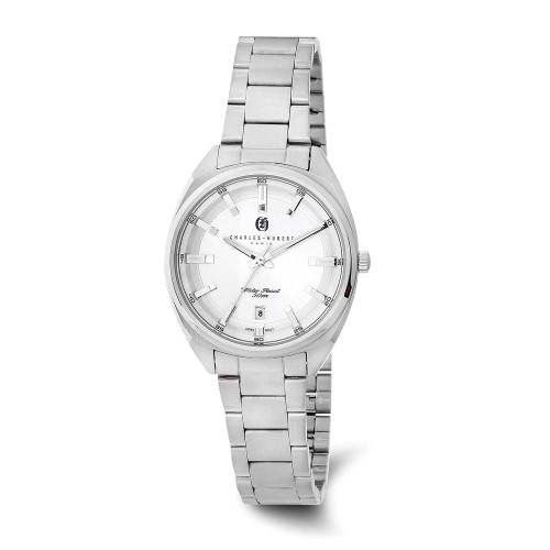 Image of Ladies Charles Hubert Stainless Steel Silver-tone Dial Watch
