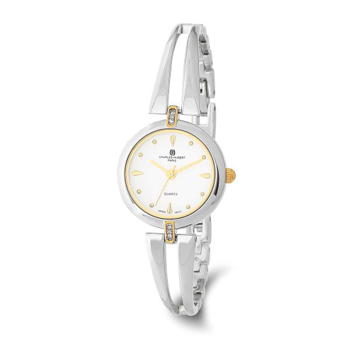 Image of Ladies Charles Hubert Two-Tone Brass White Dial Watch XWA6587