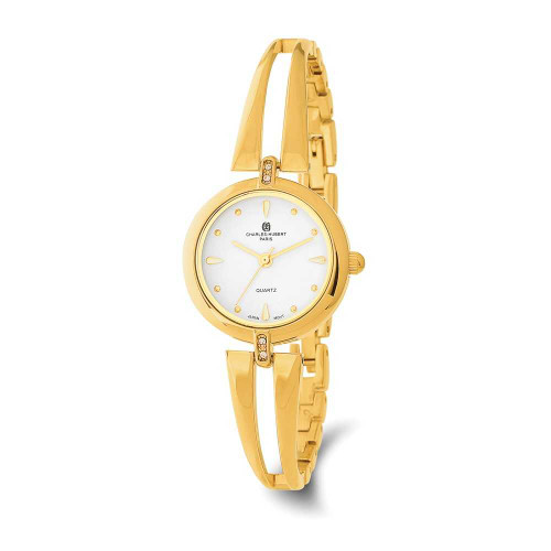 Image of Ladies Charles Hubert Gold-plated Brass White Dial Watch