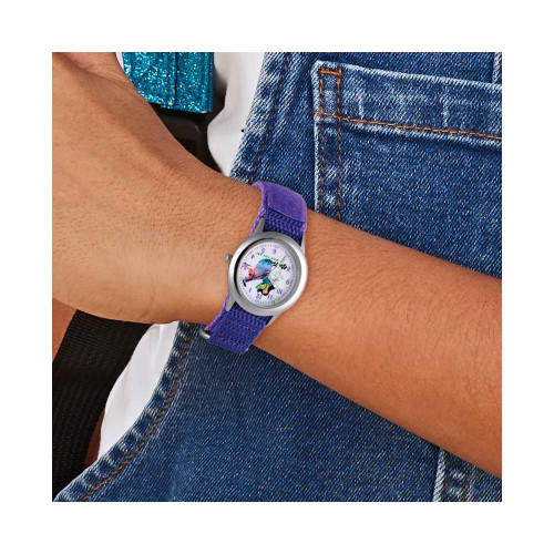 Image of Disney Kids Mulan Silver-tone Purple Nylon Band Watch