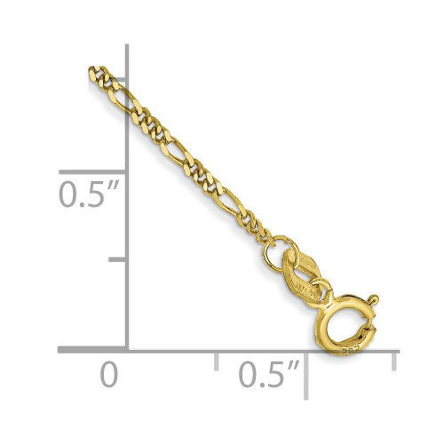 Image of 10k Yellow Gold 1.25mm Flat Figaro Chain Anklet 10PE7-10