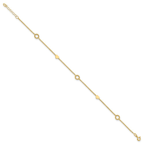 Image of 14K Yellow Gold Heart 9in Plus 1in ext. Anklet