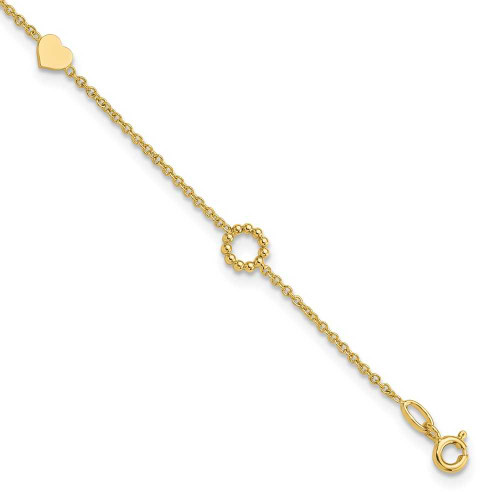 Image of 14K Yellow Gold Heart 9in Plus 1in ext. Anklet