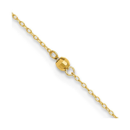 Image of 14K Yellow Gold Mirror Beads 10in Plus 1in Ext Anklet