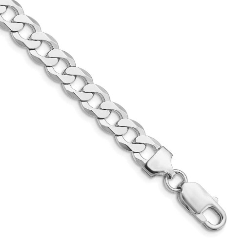 Image of Sterling Silver Rhodium-plated 8mm Flat Curb Chain QLB200R-10