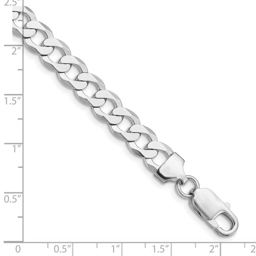 Image of Sterling Silver Rhodium-plated 8mm Flat Curb Chain QLB200R-9