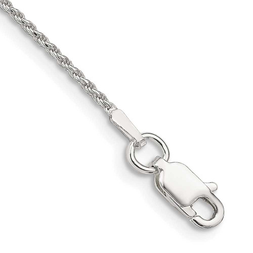 Image of Sterling Silver 1.1mm Diamond-cut Rope Chain Anklet QDC015-10