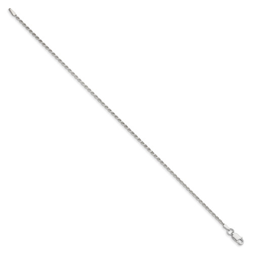 Image of Sterling Silver 1.7mm Diamond-cut Rope Chain Anklet QDC025-10