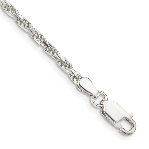 Image of Sterling Silver 2.5mm Diamond-cut Rope Chain Anklet QDC055-10