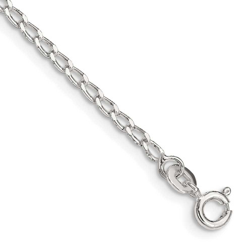 Image of Sterling Silver 2mm Open Elongated Link Chain Anklet QLL060-9