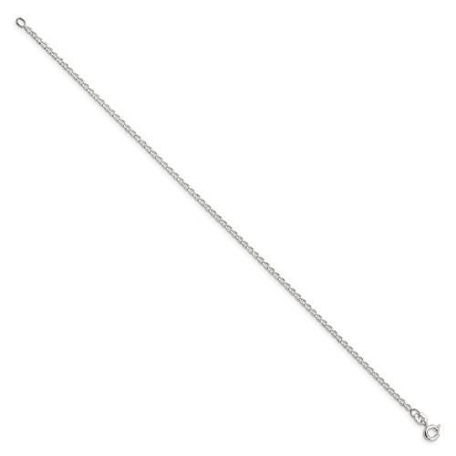 Image of Sterling Silver 1.5mm Open Elongated Link Chain Anklet QLL050-9