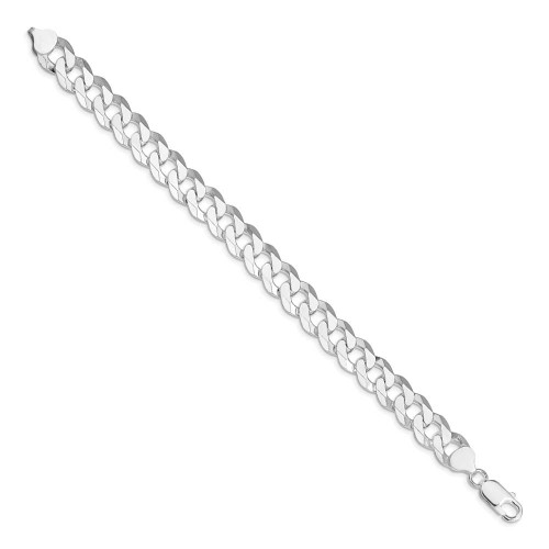 Image of Sterling Silver Rhodium-plated 10.6mm Beveled Curb Chain QFB250R-9
