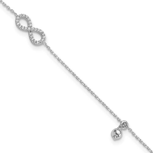 Image of Sterling Silver CZ Infinity 9in Plus 1in ext. Anklet