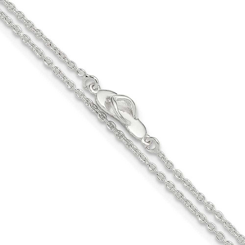 Image of Sterling Silver CZ Flip Flop 9in Plus 1in Ext. Anklet