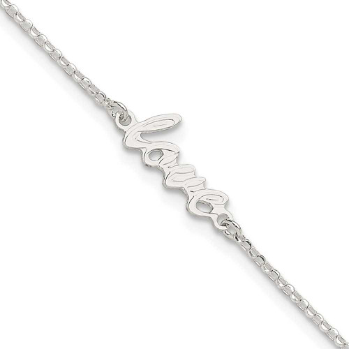 Image of Sterling Silver Polished LOVE 9in Plus 1in ext. Anklet