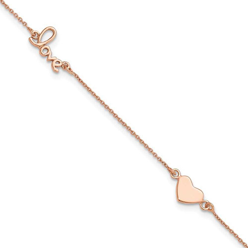 Image of Sterling Silver Pink Love and Heart 9in Plus 1in ext Anklet
