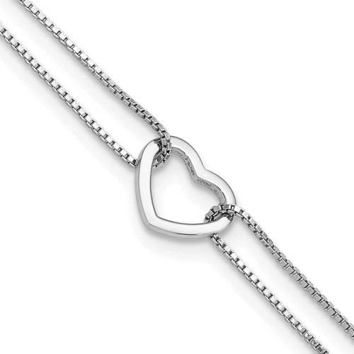 Image of Sterling Silver Polished Heart Beaded 9in Plus 1in ext Anklet