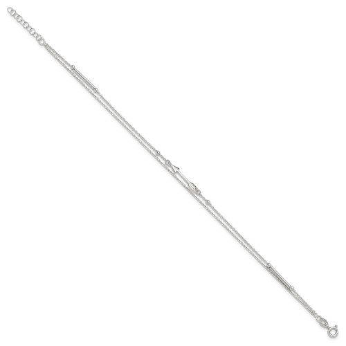Image of Sterling Silver 9in Plus 1in Ext. 2-strand Arrow and Bar Anklet