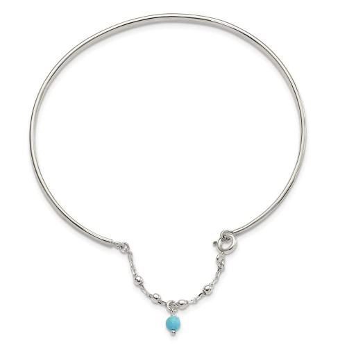 Image of Sterling Silver Simulated Turquoise Bead Bangle Bracelet Anklet