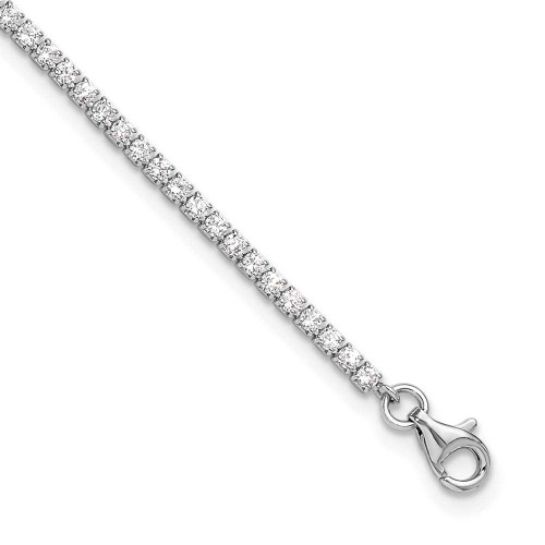 Image of Sterling Silver Rhodium-plated 2mm CZ 9in Plus 1in ext Tennis Anklet