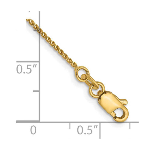 Image of 14K Yellow Gold 1mm Diamond-cut Spiga Chain Anklet 7235-10