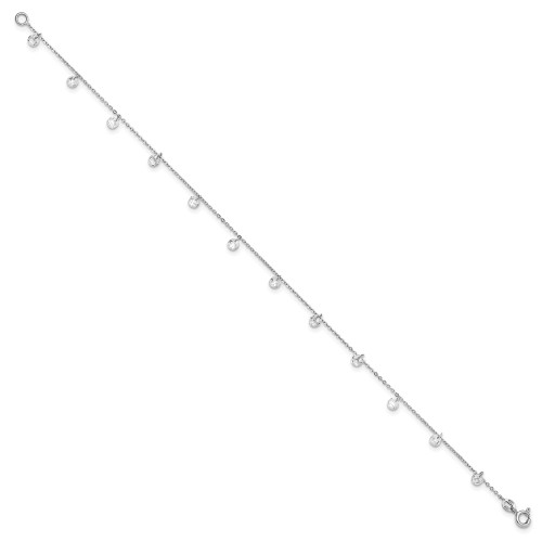 Image of Sterling Silver Rhodium-plated CZ Anklet