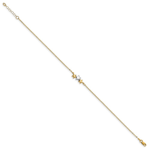 Image of 14K Two-tone Gold Polished Star w/1in ext Anklet