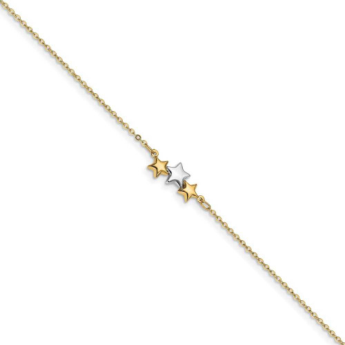 Image of 14K Two-tone Gold Polished Star w/1in ext Anklet