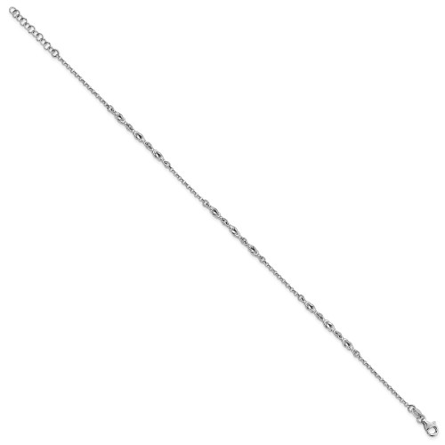 Sterling Silver Rhodium-plated w/ 1in ext Anklet