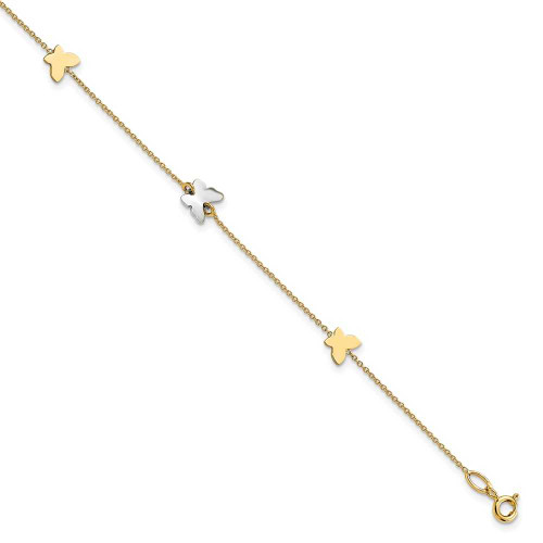 Image of 14k Two-tone Gold Polished Butterfly w/ 1in ext Anklet