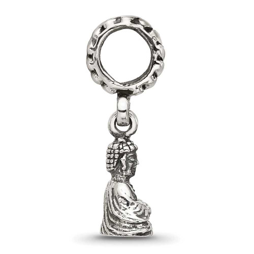 Image of Sterling Silver Reflections Antiqued Budda Dangle Bead QRS4427