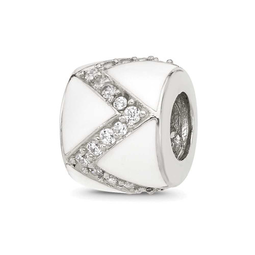 Image of Sterling Silver Reflections White Enamel with CZ Design Bead