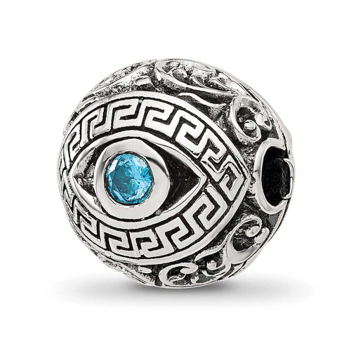 Image of Sterling Silver Reflections Antiqued CZ Nazar Eye Hinged Bead