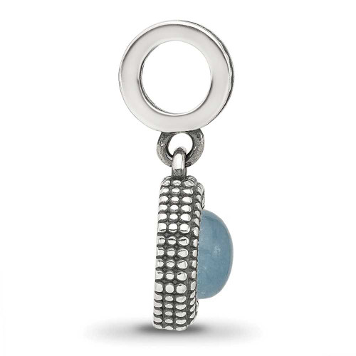 Image of Sterling Silver Reflections Antiqued Blue Chalcedony Dangle Bead
